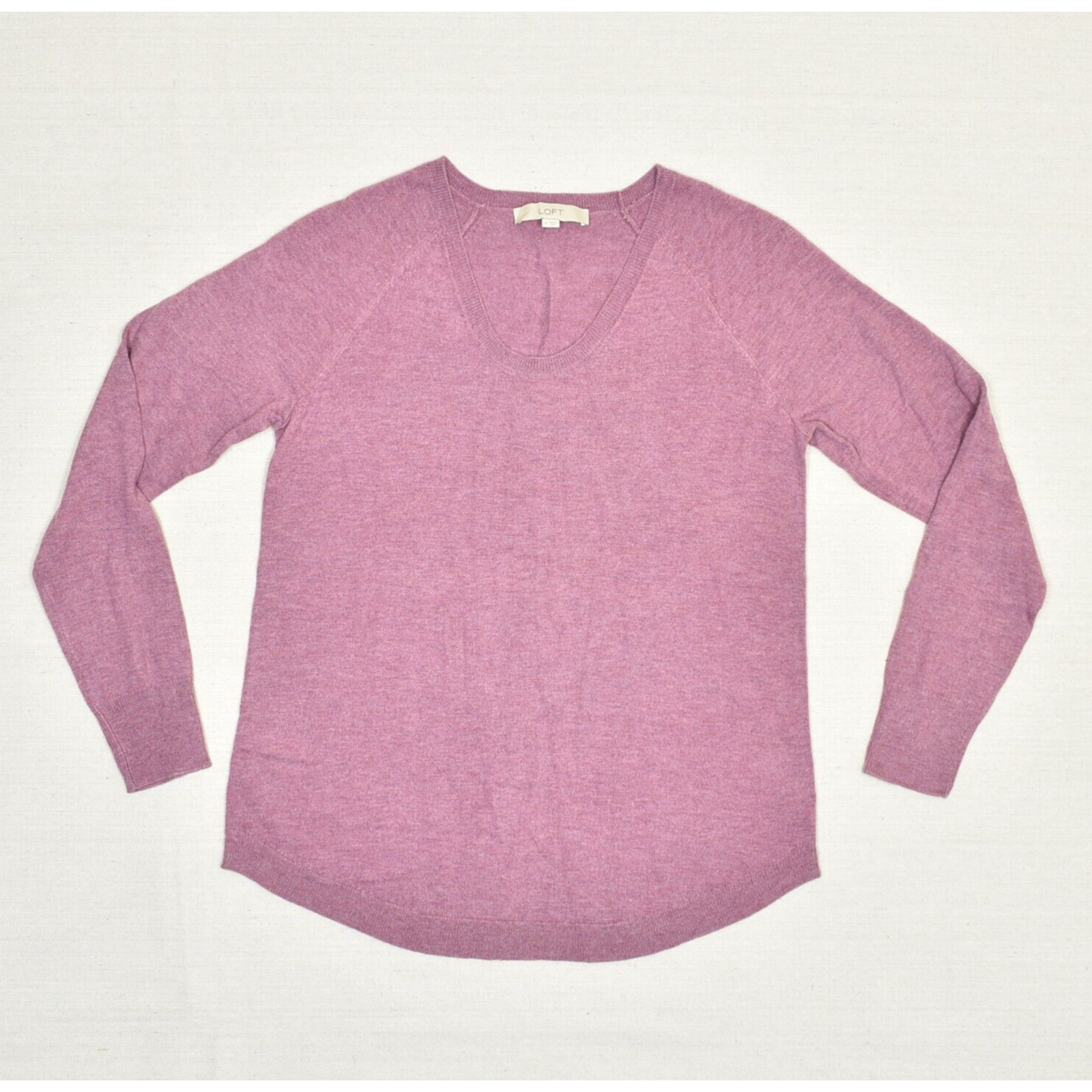 Loft Women Pullover Crew Neck Sweater Long Sleeve Acrylic Pink Size M Soft